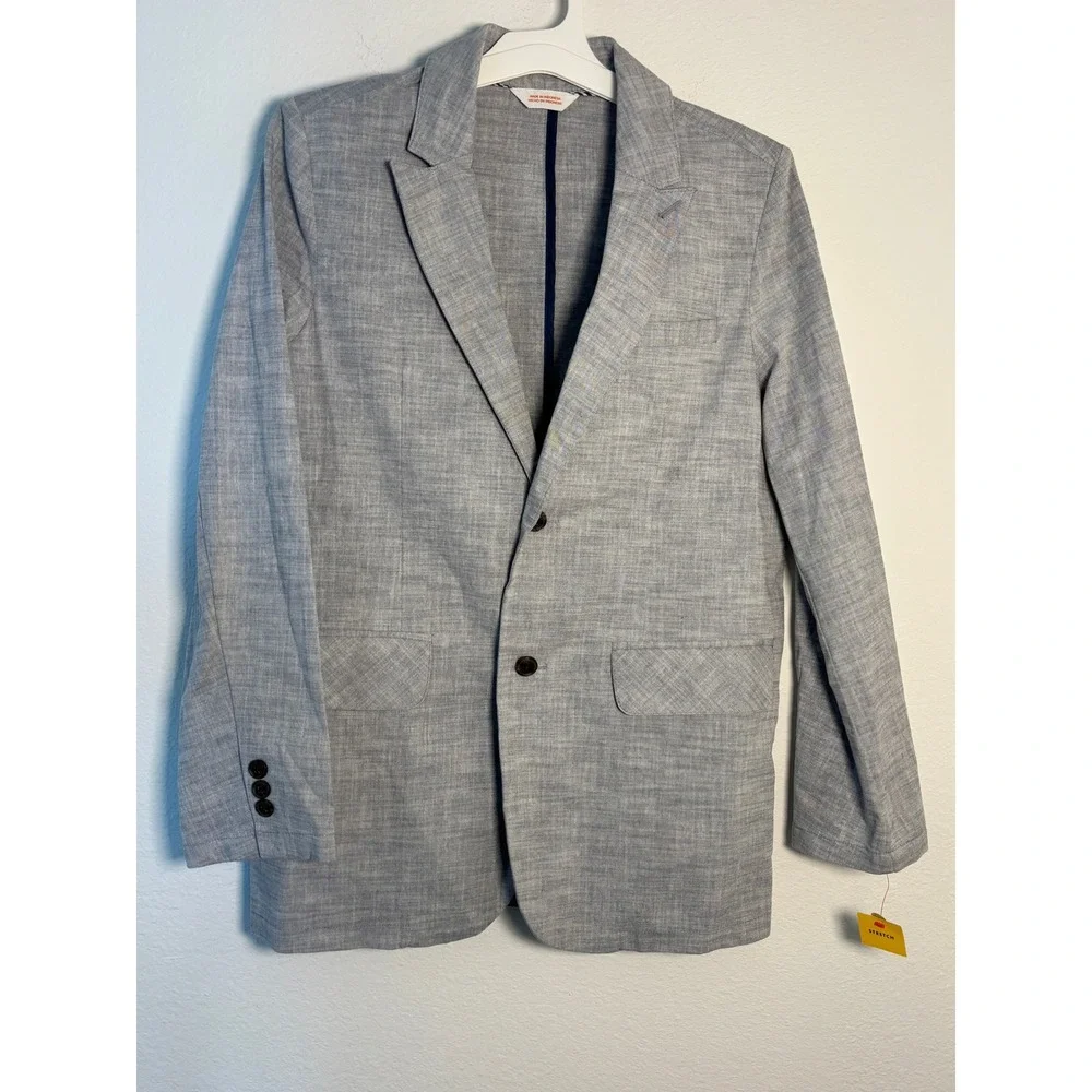 Cat & Jack Boys Stretch Blazer Jacket Light Gray Husky 16 Formal Dress Coat New